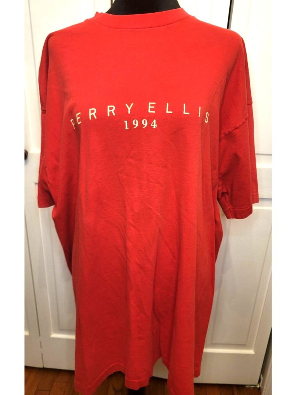 Vintage 90s Red Perry Ellis 1994 Graphic Tee XXL Retro Streetwear Preppy